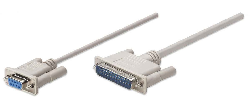 Cable Manhattan Para Impresora Null Módem/Serial DB9 Hembra - DB25 Macho 1.8 Metros