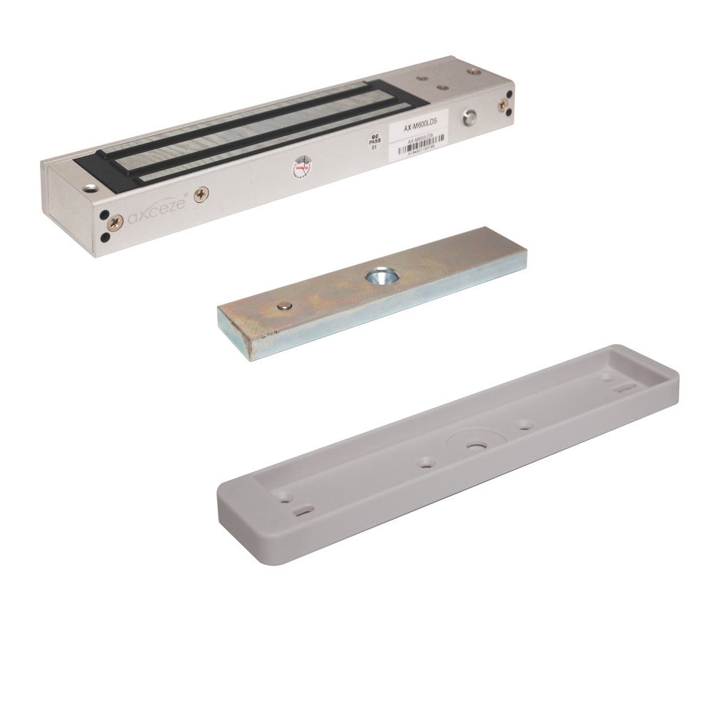 Kit con Chapa Magnética MZL620 KIT ax-m620lds + 1x Bracket tipo zlc ax-m620-zlc para Puerta de Madera o Metal Sensor Magnetico