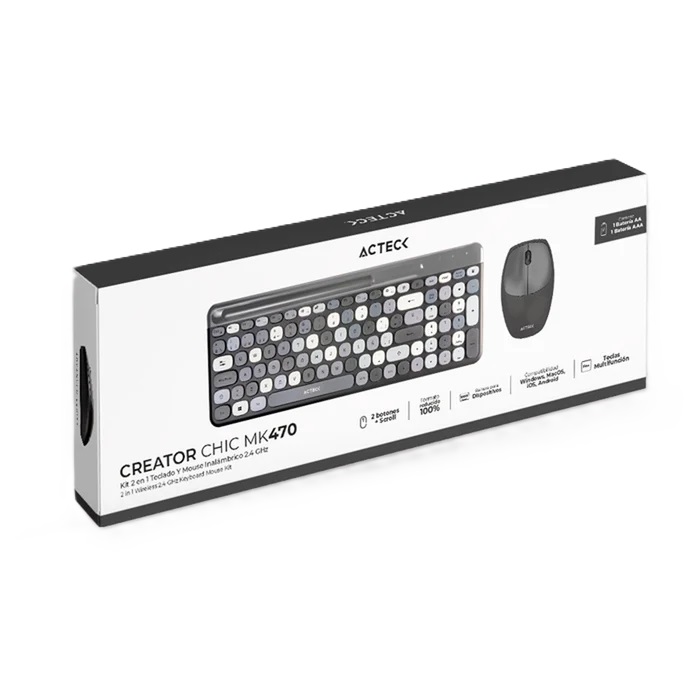 Kit de Teclado y Mouse Acteck Creator Chic Colors MK470 Inalámbrico USB Español