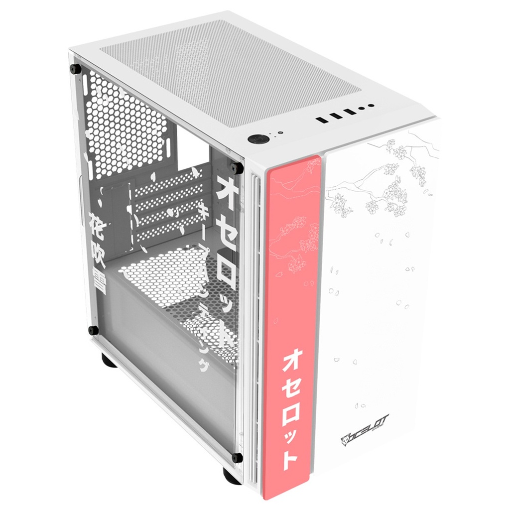 Gabinete Ocelot Gaming Hanami 1 Con Ventana Midi-Tower Micro-ATX/Mini-ITX USB 3.0/2.0 Sin Fuente Sin Ventiladores Instalados