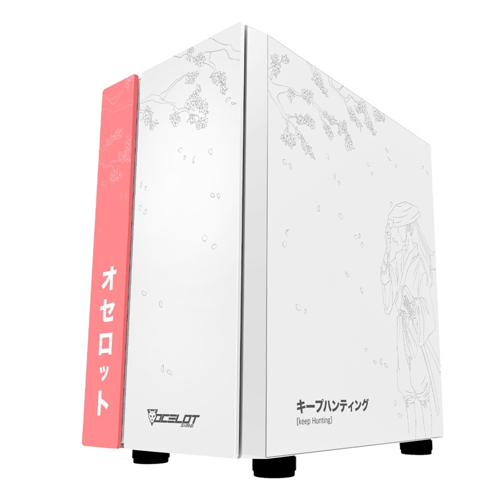 Gabinete Ocelot Gaming Hanami 1 Con Ventana Midi-Tower Micro-ATX/Mini-ITX USB 3.0/2.0 Sin Fuente Sin Ventiladores Instalados