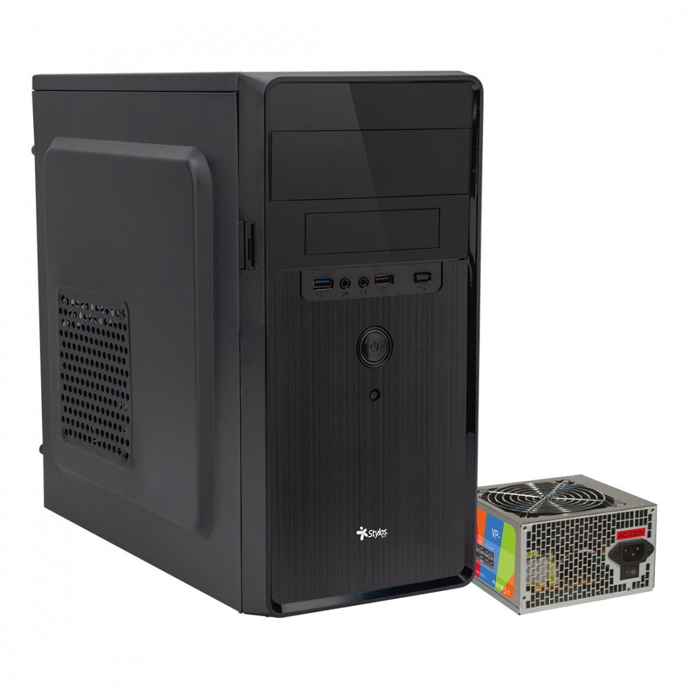 Gabinete Stylos Gabinete Mini Mid-Tower Micro ATX/Micro-ITX USB 3.0 Con Fuente 500W
