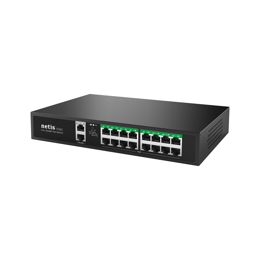 Switch POE Netis P116GC 16 Puertos POE 2 Uplink 240W 1000 Mbps No Administrable