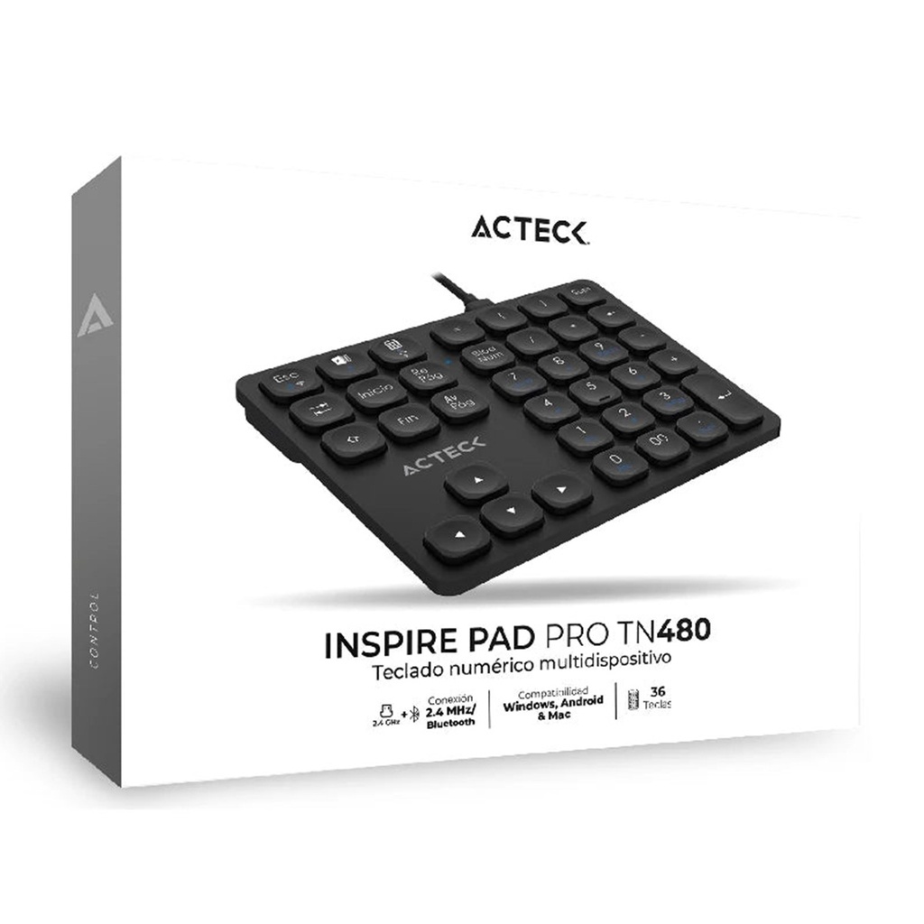 Teclado Numérico Acteck Inspire Pad Pro TN480 Inalámbrico Bluetooth