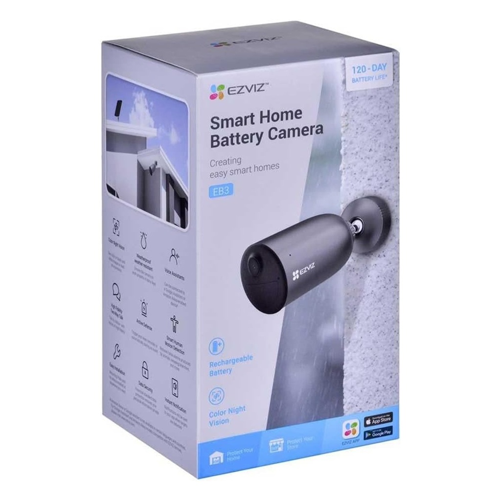 Cámara CCTV IP Smart WiFi Bullet IR Exterior Ezviz CS-EB3 Inalámbrico 2304x1296 Pixeles Día/Noche 