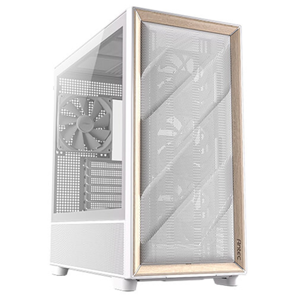 Gabinete Antec Flux White Flux Media Torre E-ATX Ventana De Cristal Con Madera Sin Fuente