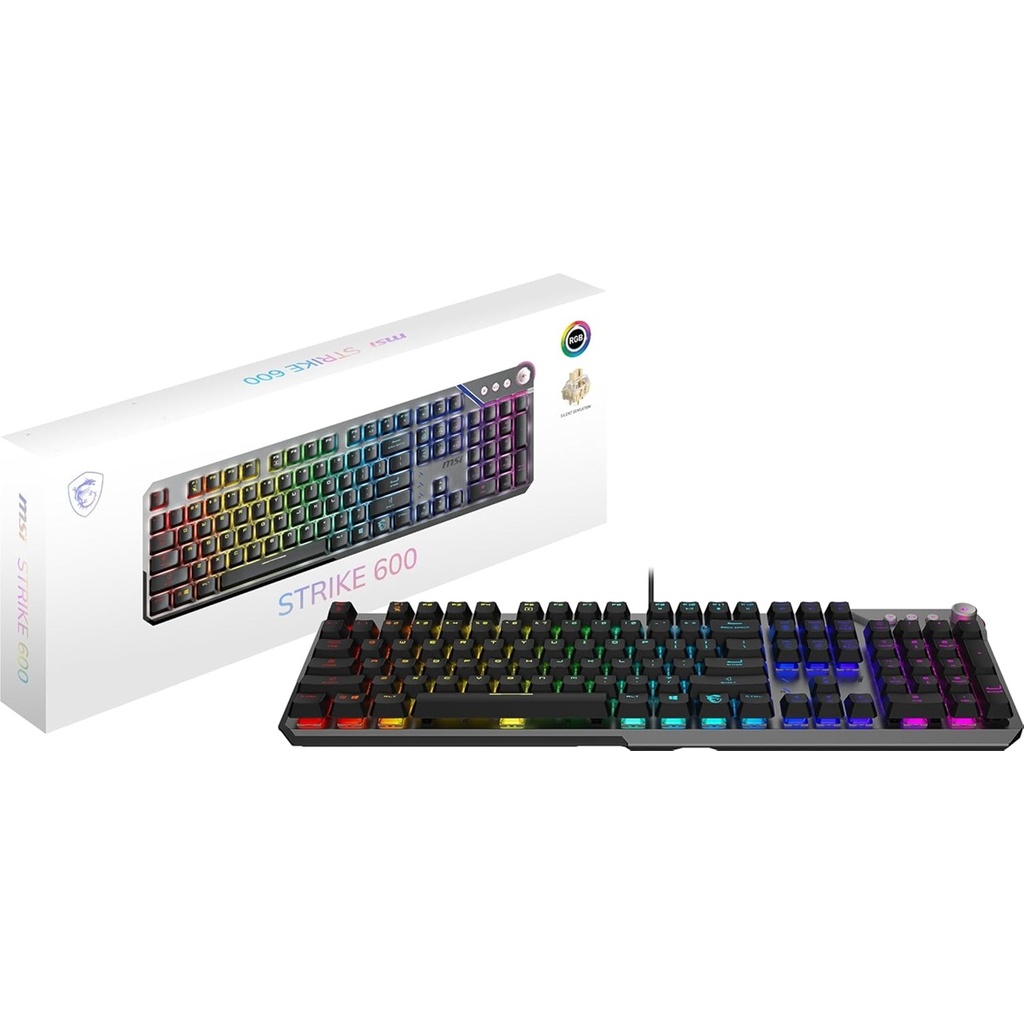 Teclado Mecánico Gamer MSI STRIKE 600 SILENT LED RGB Alámbrico USB Inglés