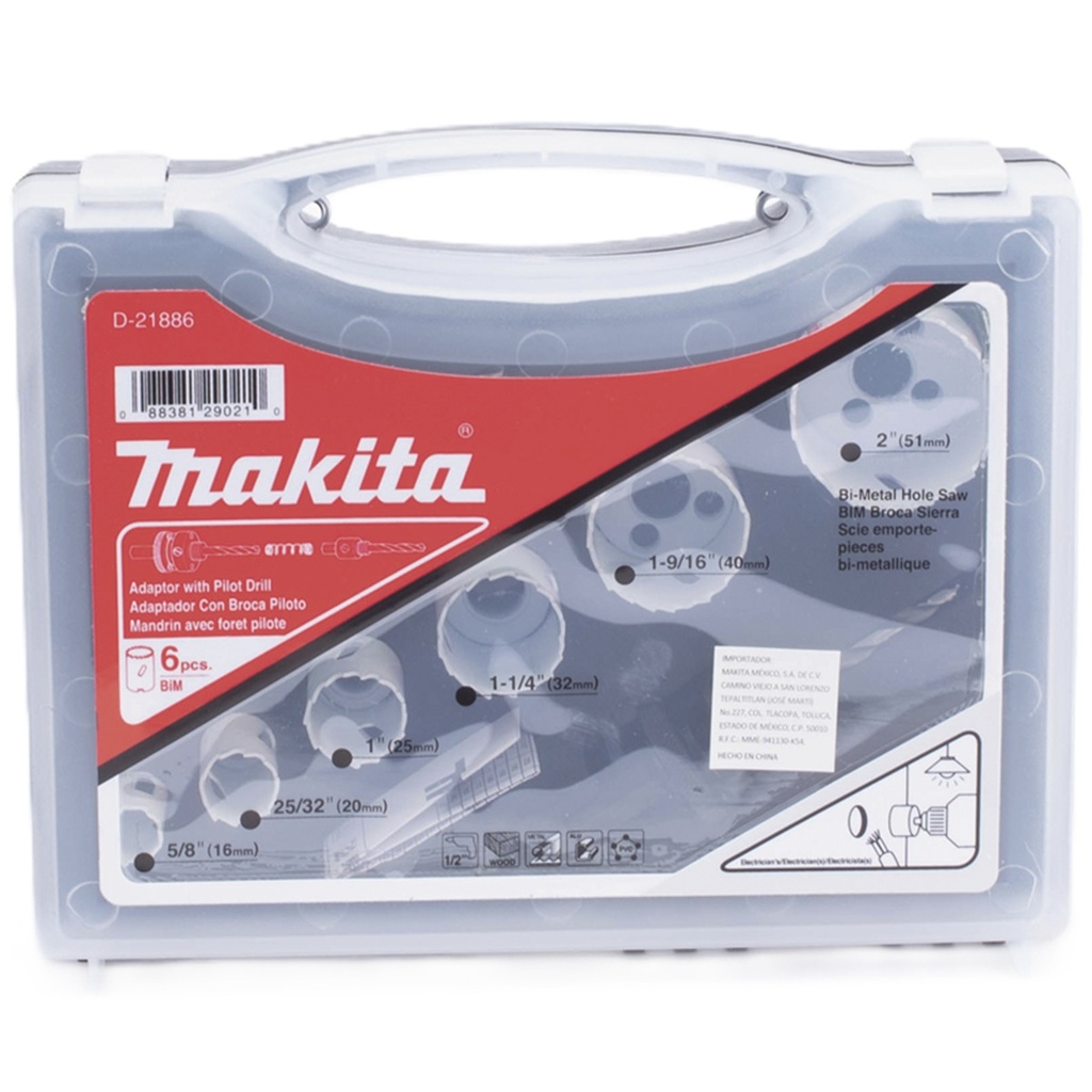 Juego de Brocas de Acero Rápido Makita D21870 6 Piezas Para Metal/Plástico/Madera 