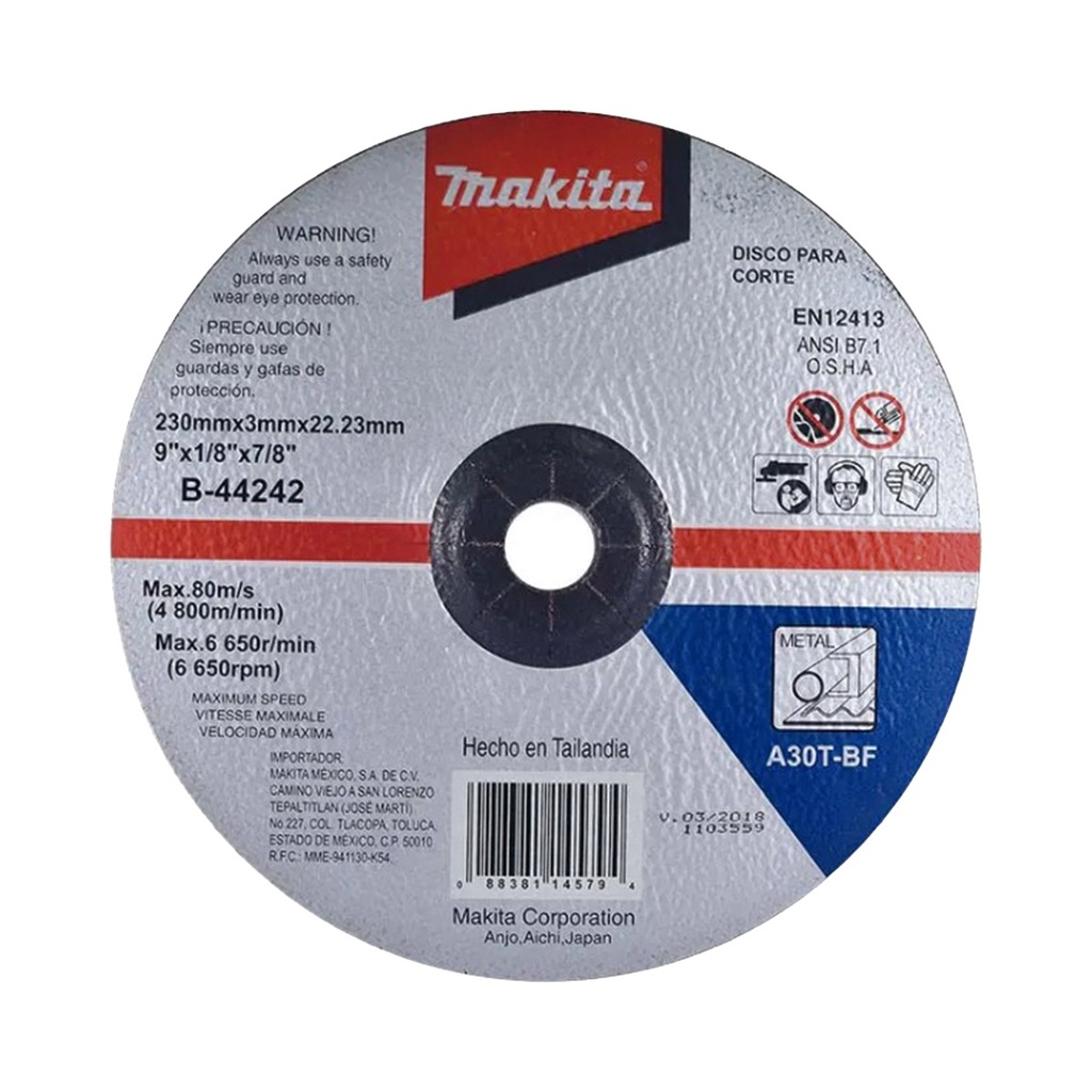 Disco De Corte Para Metal Makita B-44242 De 9"