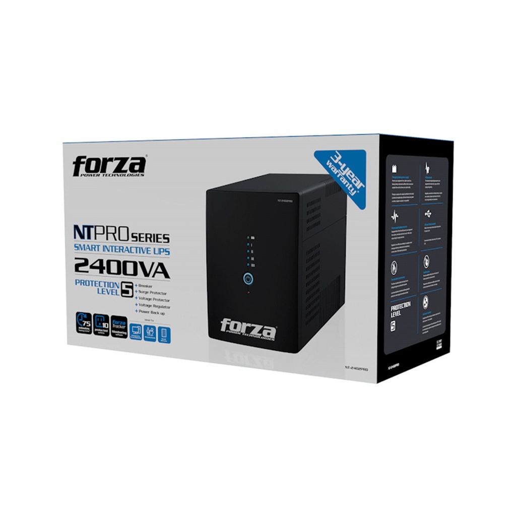 No Break Forza Power Technologies NT-2401PRO Línea Interactiva 1.2kW 2.4kVA Entrada 89V-145V Salida 120V 10 Salidas