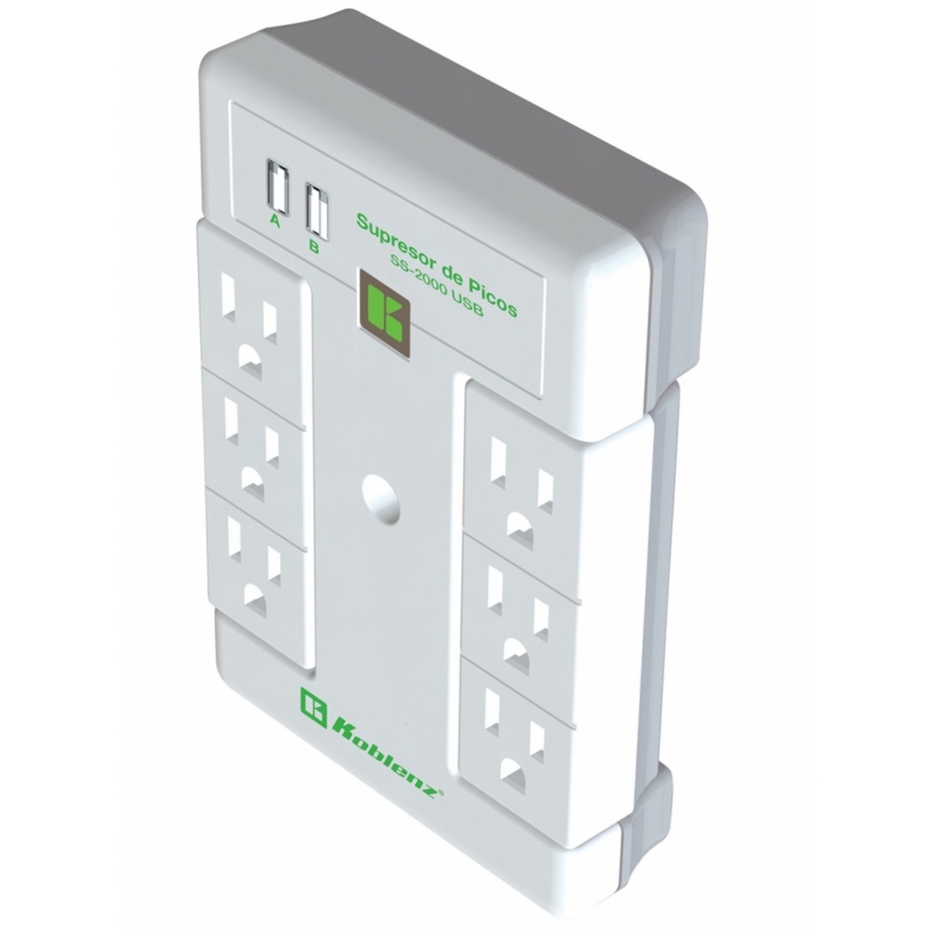 Supresor de Picos Koblenz SS-2000 USB 6 Salidas 2 Puertos USB 2.000 Joules 