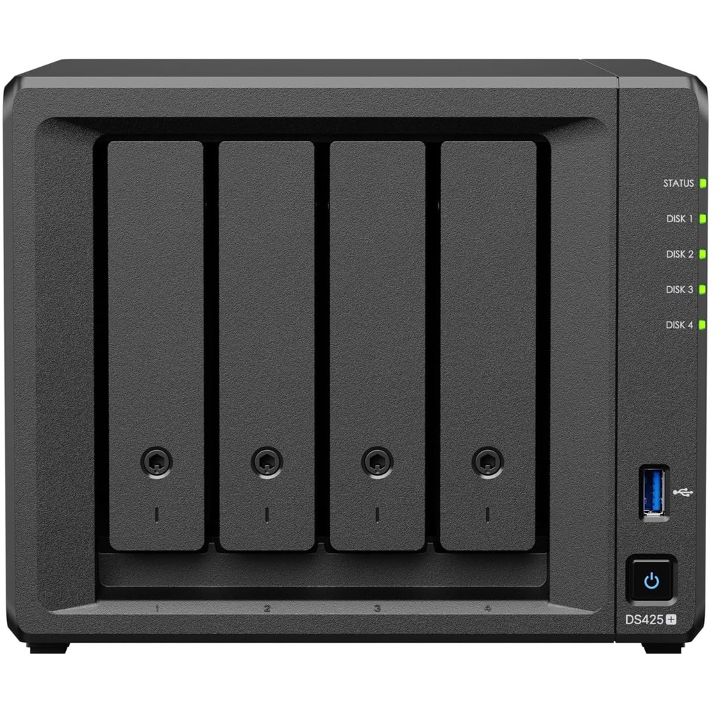 NAS 4 Bahías Synology DS425+ Intel Celeron J4125 2GB RAM M.2 SATA III máx 80TB