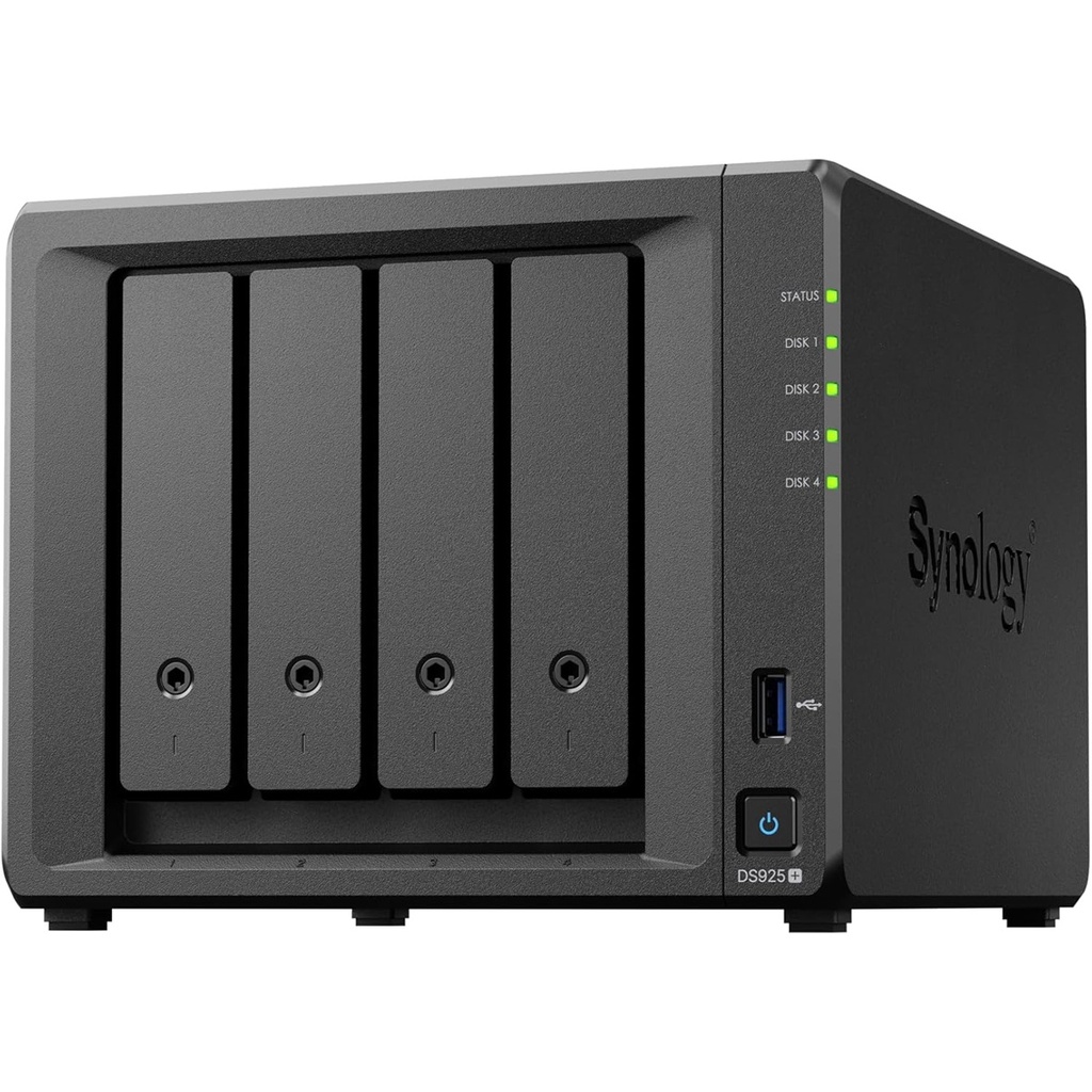 NAS 9 Bahías Synology DiskStation DS925+ AMD Ryzen Embedded V1500B 4GB RAM M.2 SATA III máx 180TB 