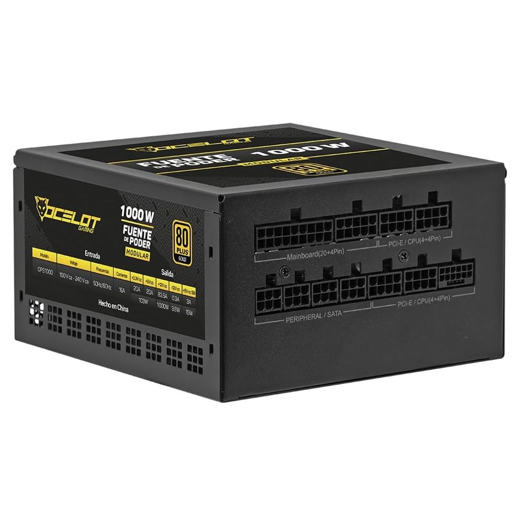 Fuente de Poder Ocelot Gaming OPS1000 80 PLUS Gold ATX Modular 24-pin ATX 140mm 1000W 