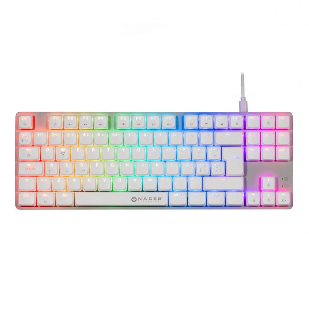 Teclado Gamer Mecánico Naceb NA-0971 LED RGB TKL Huano Red Alámbrico USB Español