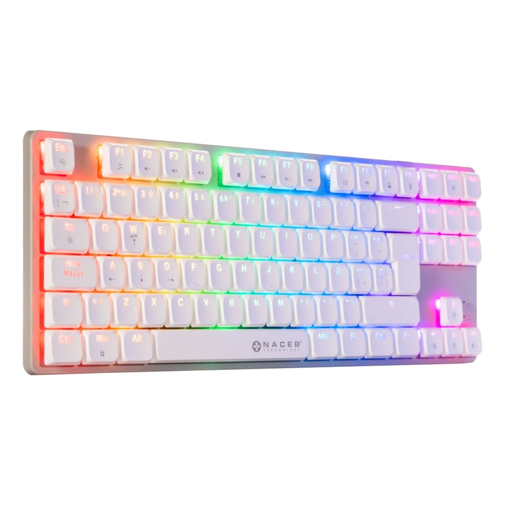 Teclado Gamer Mecánico Naceb NA-0971 LED RGB TKL Huano Red Alámbrico USB Español