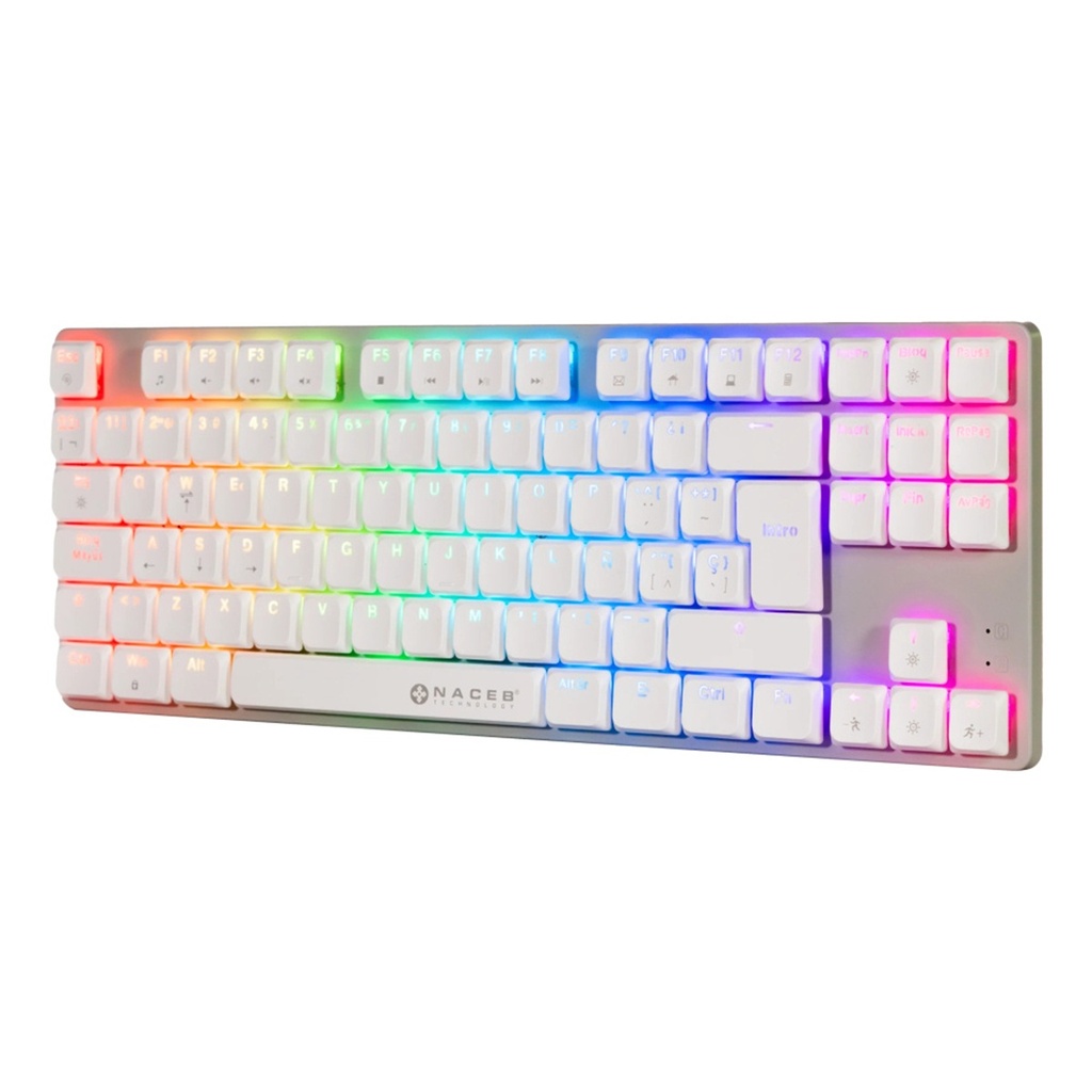 Teclado Gamer Mecánico Naceb NA-0971 LED RGB TKL Huano Red Alámbrico USB Español