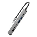 Docking Station Stylos STCBHUB71G USB C - 2x USB C 3.0 2x USB A 2.0 1x HDMI MicroSD/SD