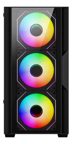 Gabinete balam rush gamer compact mini torre nitrox edge pro crystal 4900c / max mb m-atx sin fuente / 1x usb a 3.0 + 2x usb a 2.0 + 4xfan 120mm argb 4 pin / panel izq cristal + frente cristal / negro