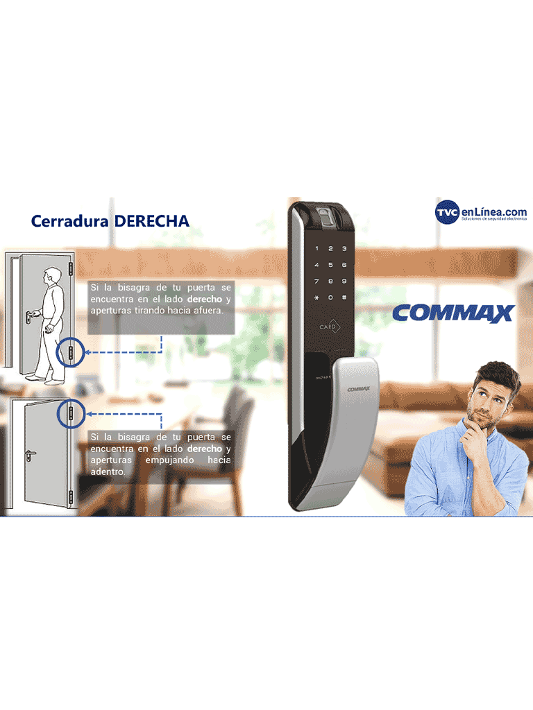 Commax cdl210r - cerradura biométrica inteligente con apertura por medio de diferentes validaciones como huella, pin o tarjeta (Open Box)
