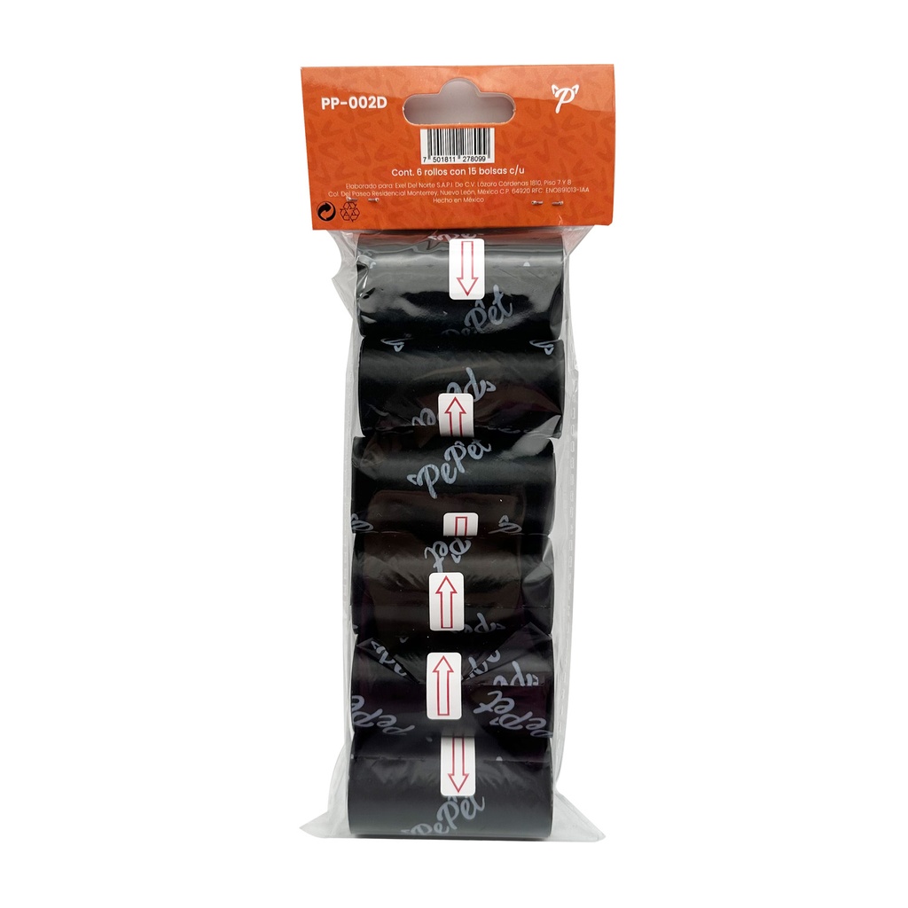 Rollos de Bolsas para Desechos Pepet 6 Rollos 90 Bolsas
