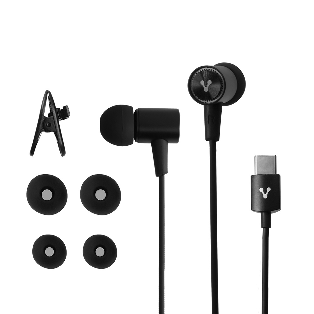 Vorago Audífonos Intrauriculares Con Micrófono EP-305 Alámbrico 1.2 Metros USB-C Negro
