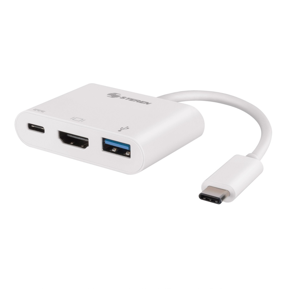 Adaptador steren usb-c a hdmi/usb 3.0/usb-c color negro