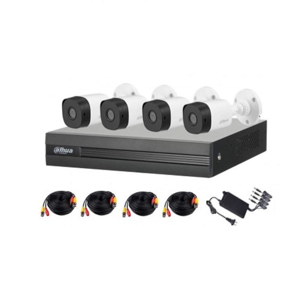 Kit De Vigilancia Dahua DH-KIT/XVR1B04-I/4-B1A11N-0280B 4 Cámaras Bullet Y 4 Canales Con Grabadora DVR