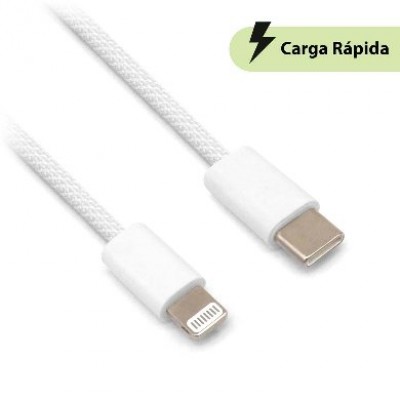 Cable brobotix carga rapida usb-c v3.0 a lightnig tejido, 1.0 m, color gris