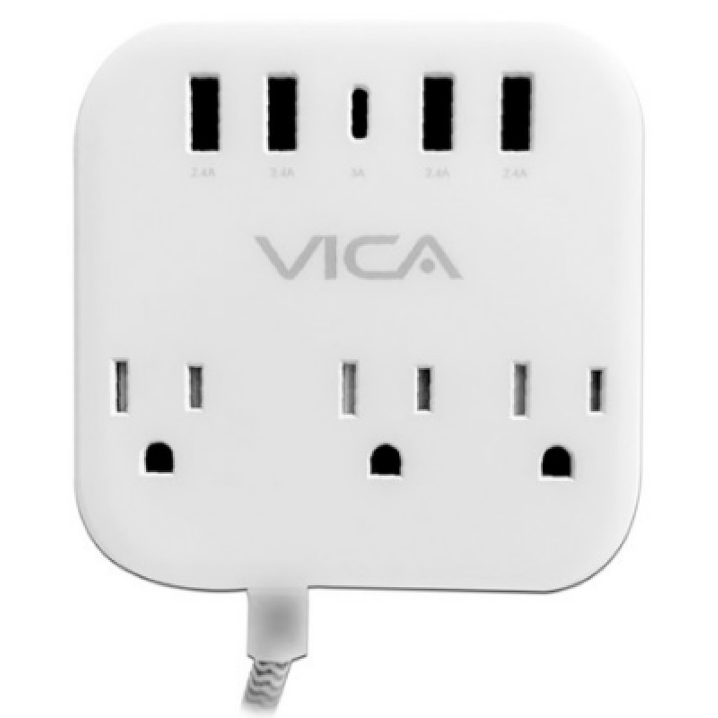 Centro Multicontacto VICA SUPVIC050 Puertos USB 7P Toma corriente 3x NEMA 5-15R 3x USB A 1x USB C