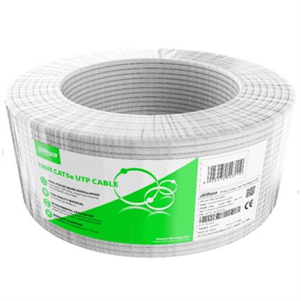 Bobina de cable dahua utp cat 5e de 100m cca/24 awg/color blanco/uso interior/cubierta hdpe de fr-pvc rohs
