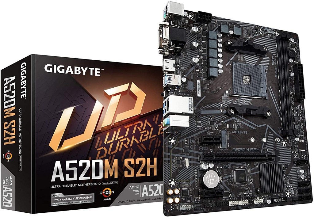 Tarjeta Madre Gigabyte A520M S2H AM4 Ryzen 3a Gen 2 x DDR4 M.2
