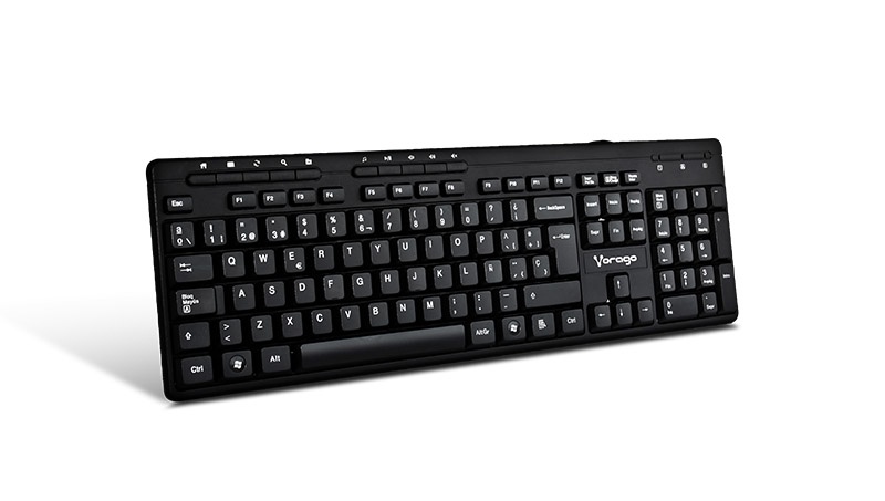 Kit 3 En 1 Vorago Kms-104 Teclado Multimedia USB 2.0 Mouse Óptico 800 Dpi USB 2.0 Y Bocinas USB