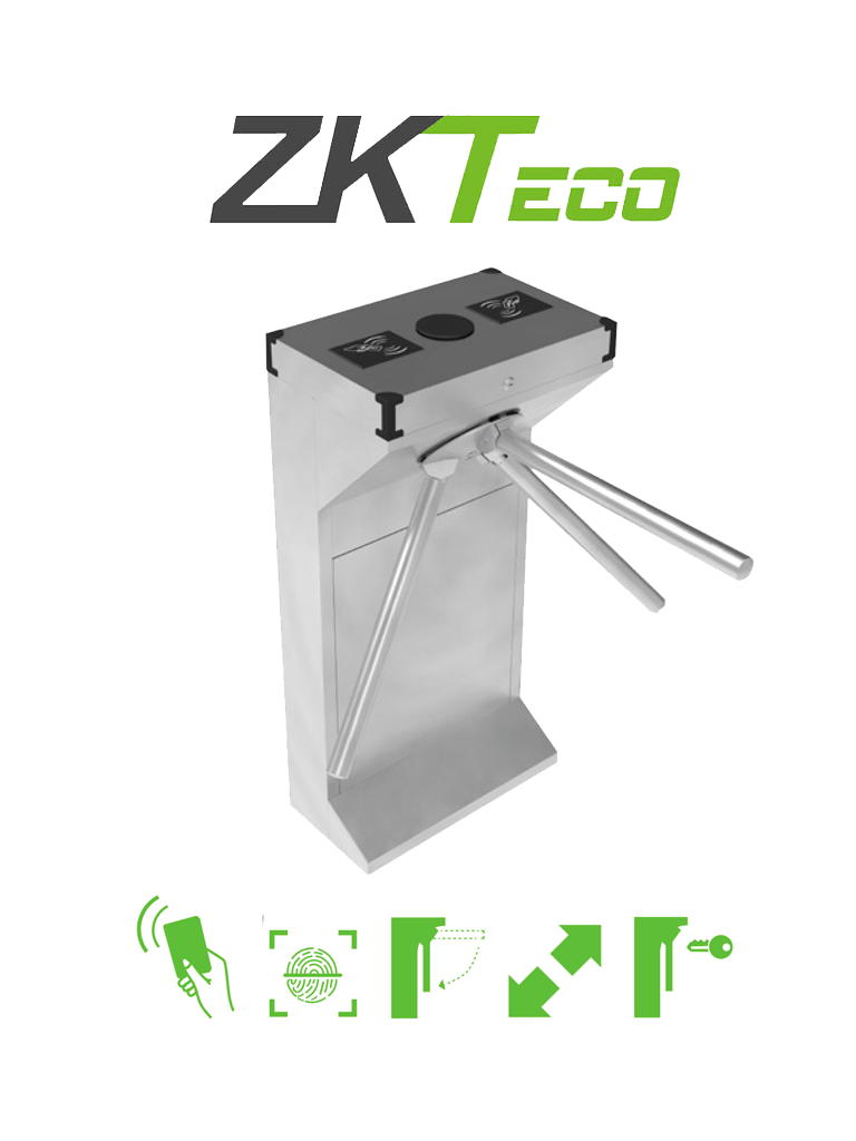 ZKTECO TS1000D - Torniquete Bidireccional / Acero SUS304 / 110V / 25 a 30 x Min / Carril 50 cm / Exterior Protegido / 1 millón d