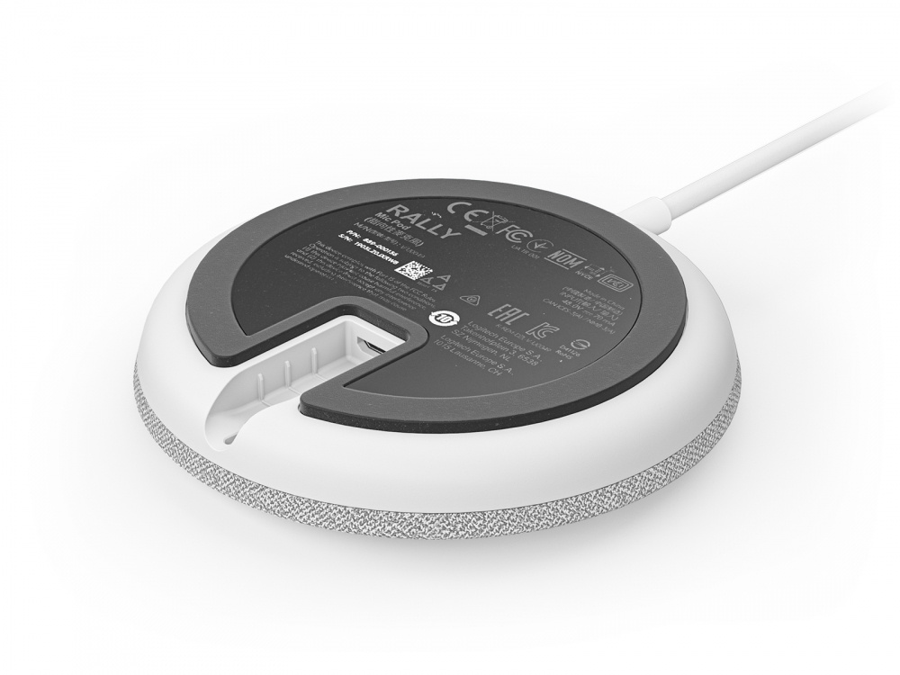 Logitech Micrófono de Mesa para Conferencias Rally Mic Pod, Alámbrico, Blanco