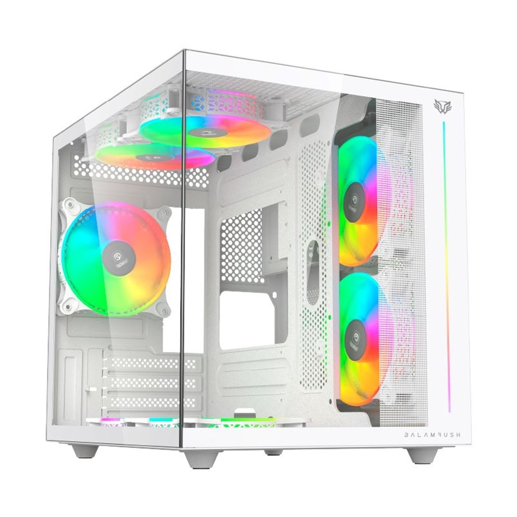 Gabinete Gamer Acteck Tank Pro Evo GM955 Mini Torre Mini ATX Ventana sin Bordes Panel Izq Cristal Frente Cristal USB 3.0 USB 2.0 3x Fan RGB con HUB