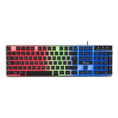 Teclado Alambrico RGB Transparente 1.4 metros Teclas Membrana 105 Teclas Idioma Español Ergonomico Stylostech