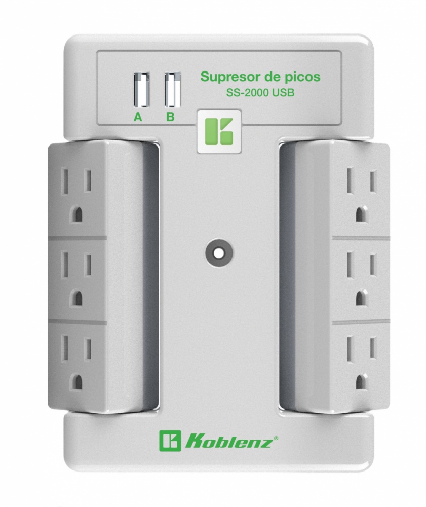 Supresor De Picos Koblenz SS-2000 USB 6 Contactos 2x USB 2000 Joules