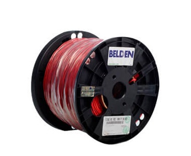 Cable para seguridad y sonido belden 5000ue 0021000 forro pvc rojo cmr-riser 2c/12awg 2 conductores calibre 12 awg 100% cobre multifilar uso interior especial para instalaciones sistemas de seguridad, intercomunicador, megafonía, audio, altavoz, alarma contra incendio bobina 1000 pies 305 metros