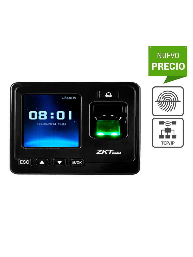 ZKTECO SF100 - Control de Acceso y Asistencia Simple / 1500 Huellas / 80000 Eventos / TCPIP / USB / #OfertasAAA