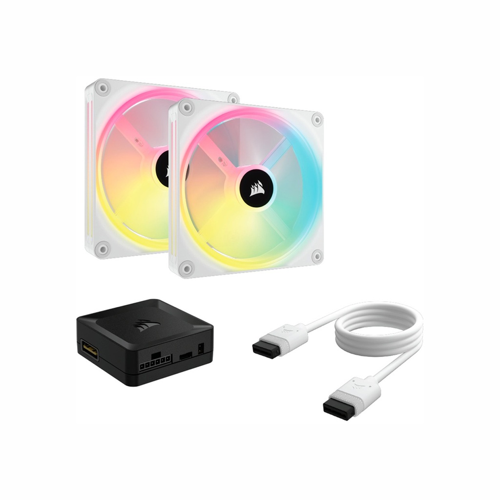 Ventilador gabinete corsair co-9051008-ww icue link qx140 rgb 2 fan 140mm domo magnetico blanco