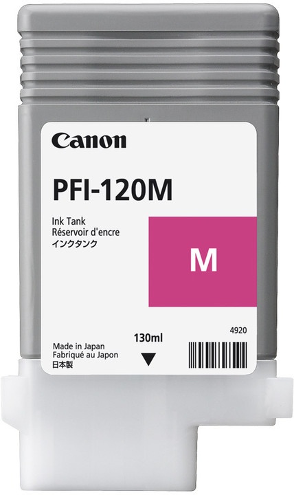 Tanque de tinta canon pfi-120 m magenta rendimiento 130 ml, compatible con tm-200, tm-205, tm-300, tm-305.