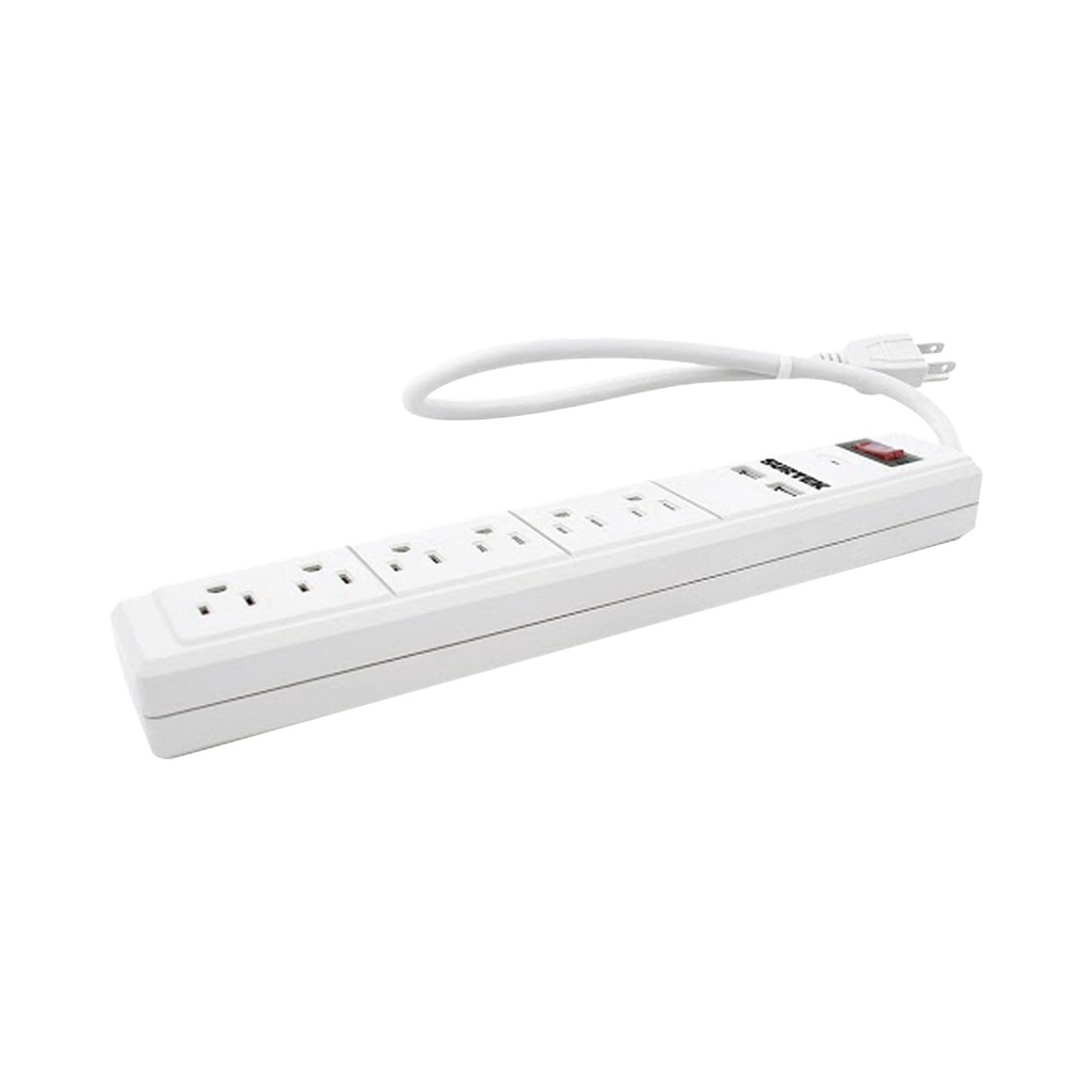 Barra Multicontactos Surtek SYS-136204 6 Entradas + 2 USB 127V