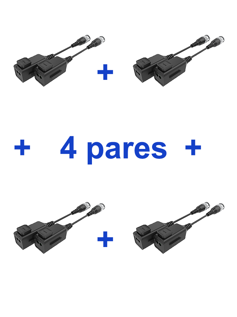Utepo utp101phd6pak4 - 4 pares de transceptores pasivos  hd / diseño para empalmes ordenados / distancias cvi  720p a 300m /  10