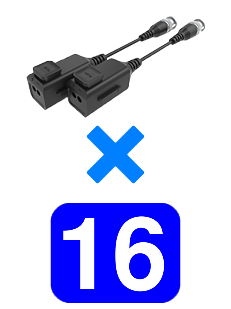 Utepo utp101phd6pak16 - 16 pares de transceptores pasivos  hd / diseño para empalmes ordenados / distancias cvi  720p a 300m /  