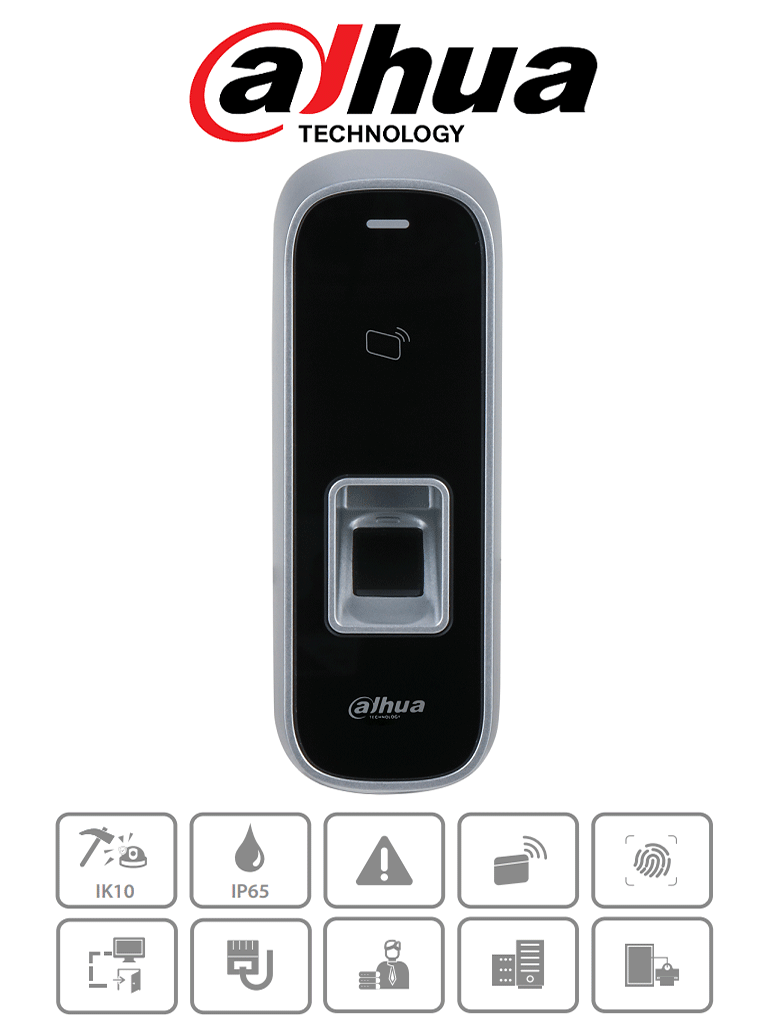 Dahua asi1202md- control de acceso tcp/ip standalone/ para exterior / ik10 / ip65 / 30,000 usuarios / 150,000 eventos / 3,000 hu