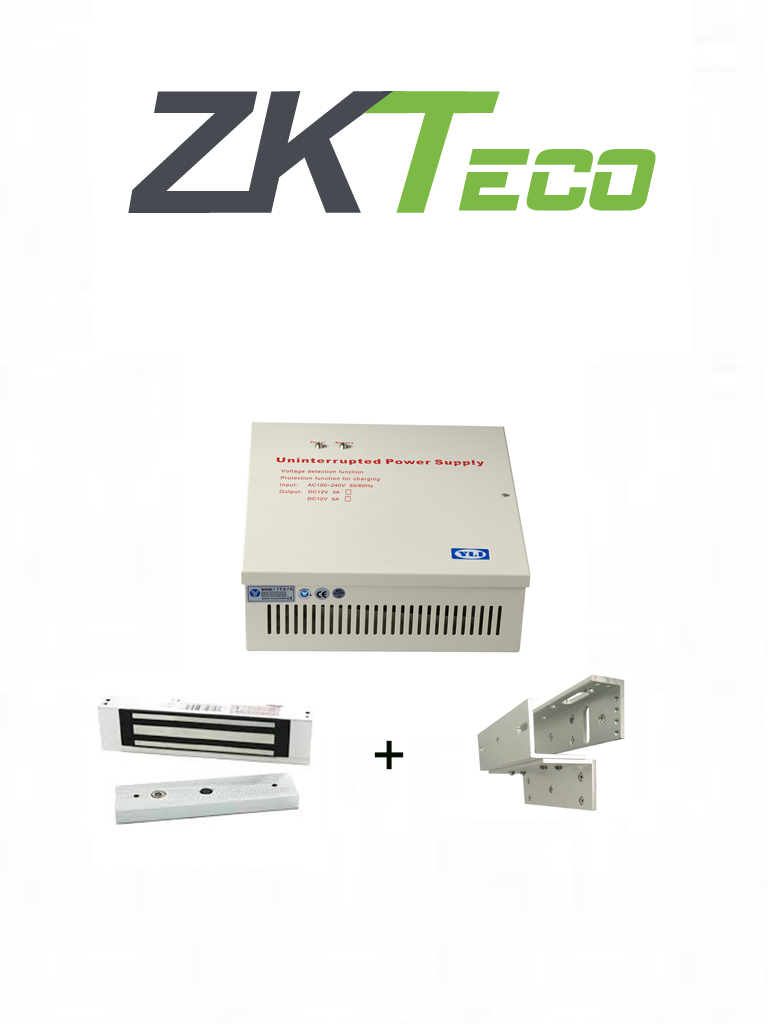 Paquete De Contrachapa Magnética De 120 kg o 264 lb ZKTECO Incluye Soporte Para Instalación En ZL