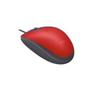 Logitech M110 Silent, Mouse óptico con Cable, Confortable Mouse ambidiestro de tamaño Normal para computadora con Click Discreto para Laptop, Notebook, PC y Mac, conectividad USB-A - Rojo