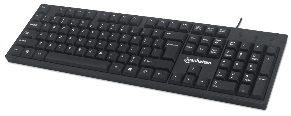 Teclado Manhattan 179324, Alámbrico, USB, Negro, Inglés