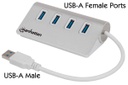 Hub manhattan usb v3.0  chasis de aluminio 4 puertos c/fuente 163767